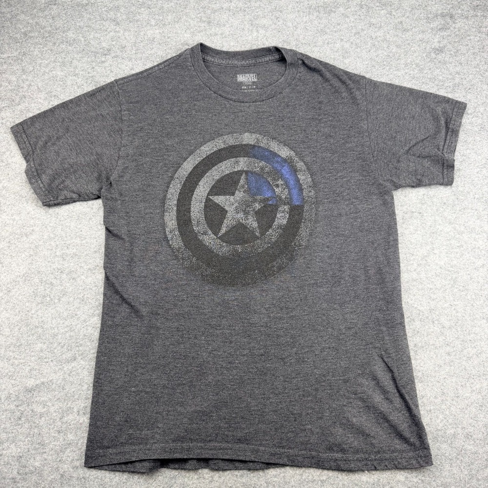 Marvel Captain America Shield Logo Gray Graphic T-Shirt Men’s Small S